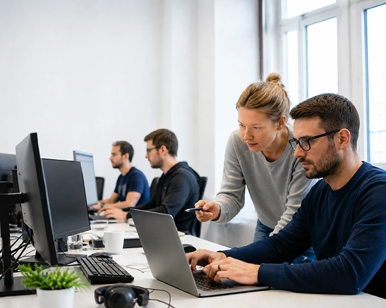 Dediziertes Entwicklungsteam bei der gemeinsamen Sprint-Planung